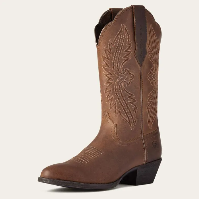 Heritage R Toe StretchFit Western Boot Distressed Brown Women Ariat Western Boots