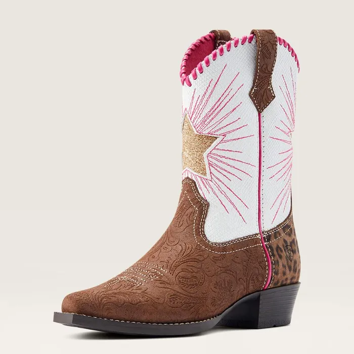 Heritage Star Western Boot Brown Floral Emboss Kids Ariat Big Kids039 Footwear