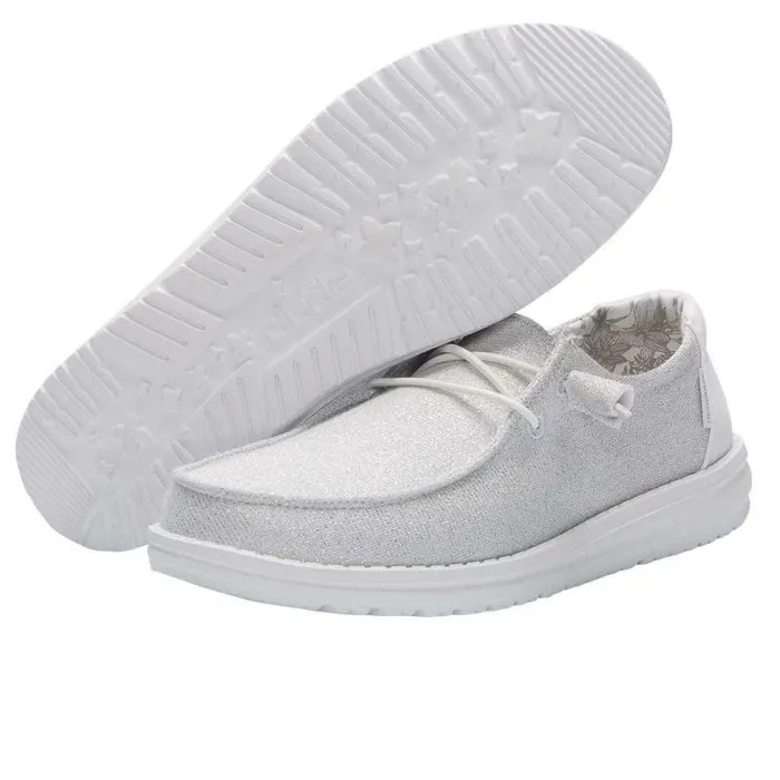 Hey Dude Wendy Wendy Stretch Sparkling White 8211 Women Hey Dude Wendy Wendy Stretch Sparkling White 8211 Women