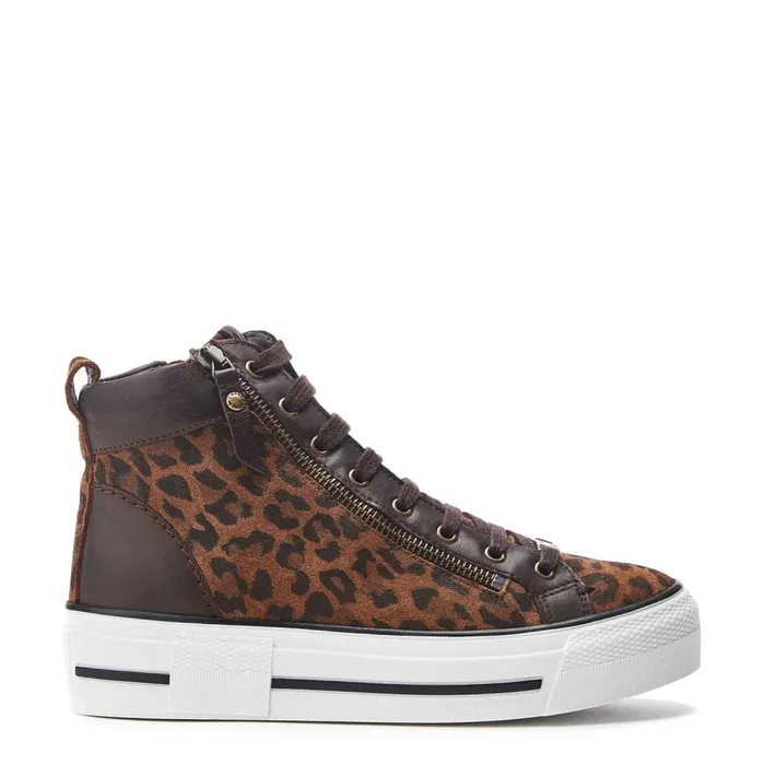 HighTop Trainers Women Moda In Pelle Annaken Dark Leopard Suede