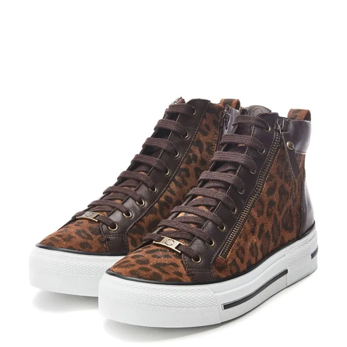 HighTop Trainers Women Moda In Pelle Annaken Dark Leopard Suede