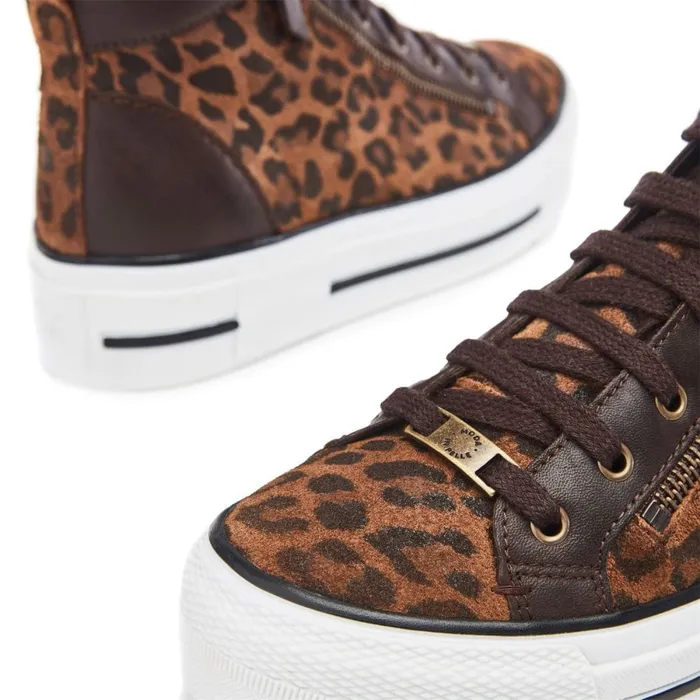 HighTop Trainers Women Moda In Pelle Annaken Dark Leopard Suede