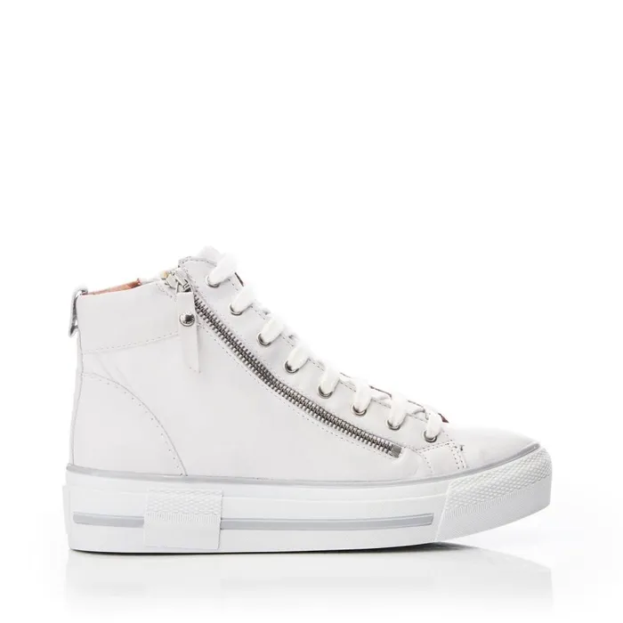 HighTop Trainers Women Moda In Pelle Annaken White Leather