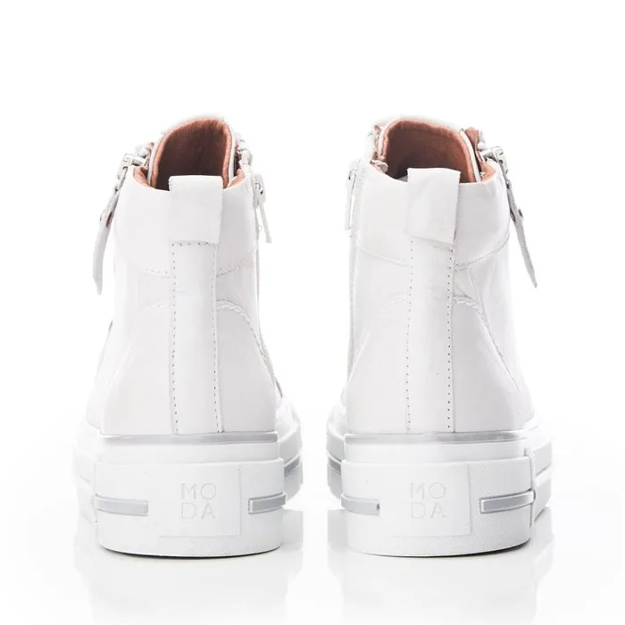 HighTop Trainers Women Moda In Pelle Annaken White Leather