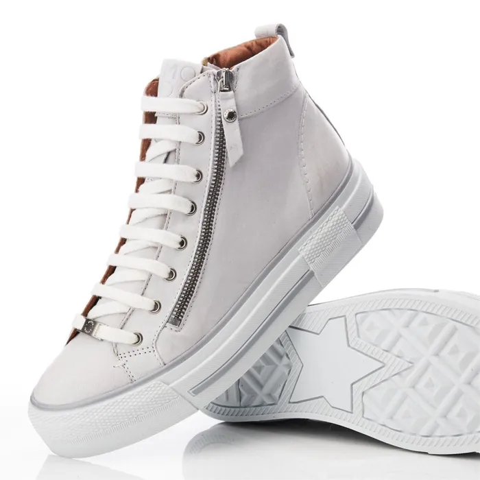 HighTop Trainers Women Moda In Pelle Annaken White Leather