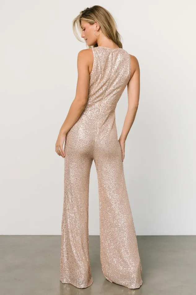 Hillary Sequin Jumpsuit Rose Gold Women Baltic Born Embellished Sequin Hillary Sequin Jumpsuit Rose Gold Women Baltic Born Embellished Sequin