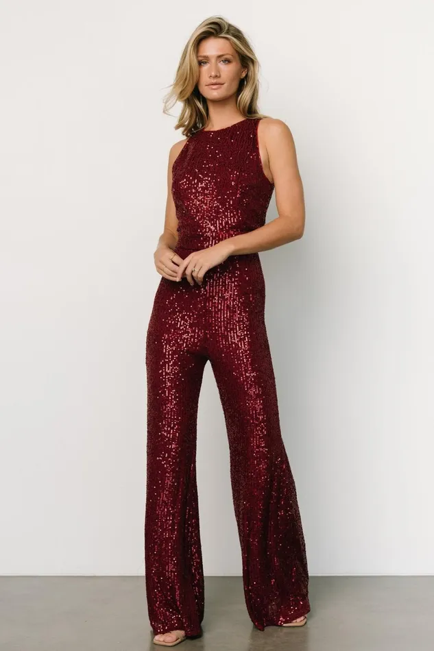 Hillary Sequin Jumpsuit Wine Women Baltic Born Embellished Sequin
