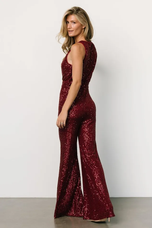 Hillary Sequin Jumpsuit Wine Women Baltic Born Embellished Sequin Hillary Sequin Jumpsuit Wine Women Baltic Born Embellished Sequin