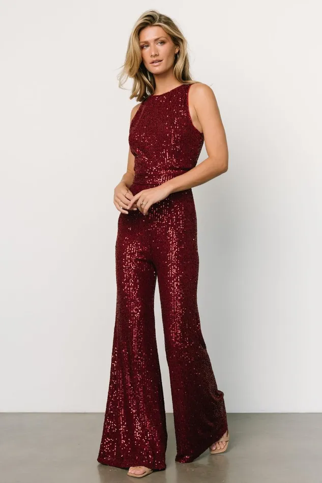Hillary Sequin Jumpsuit Wine Women Baltic Born Embellished Sequin Hillary Sequin Jumpsuit Wine Women Baltic Born Embellished Sequin