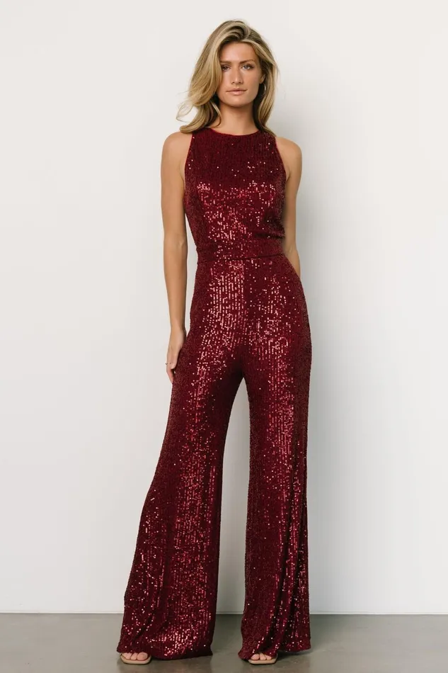 Hillary Sequin Jumpsuit Wine Women Baltic Born Embellished Sequin Hillary Sequin Jumpsuit Wine Women Baltic Born Embellished Sequin
