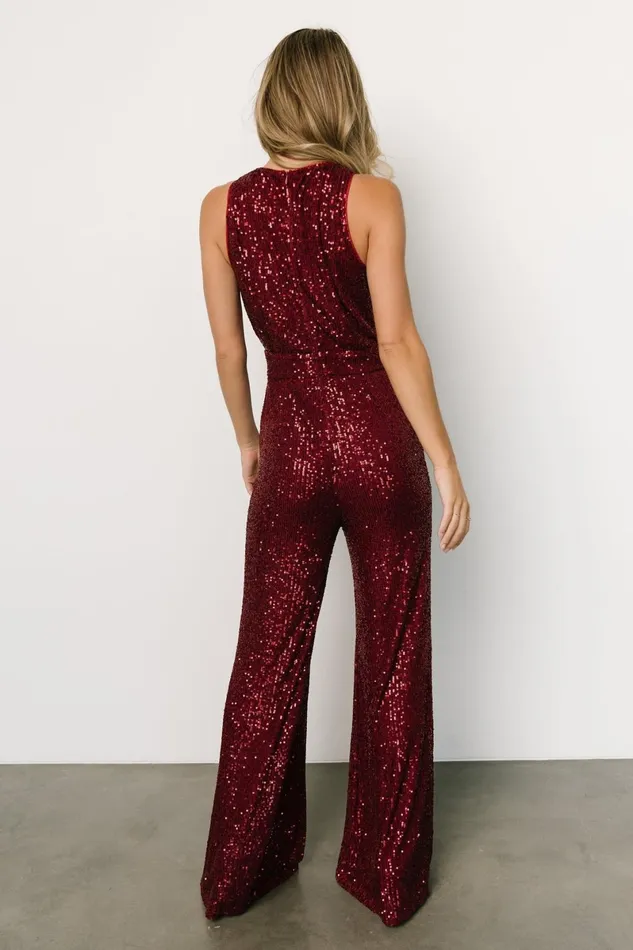 Hillary Sequin Jumpsuit Wine Women Baltic Born Embellished Sequin Hillary Sequin Jumpsuit Wine Women Baltic Born Embellished Sequin