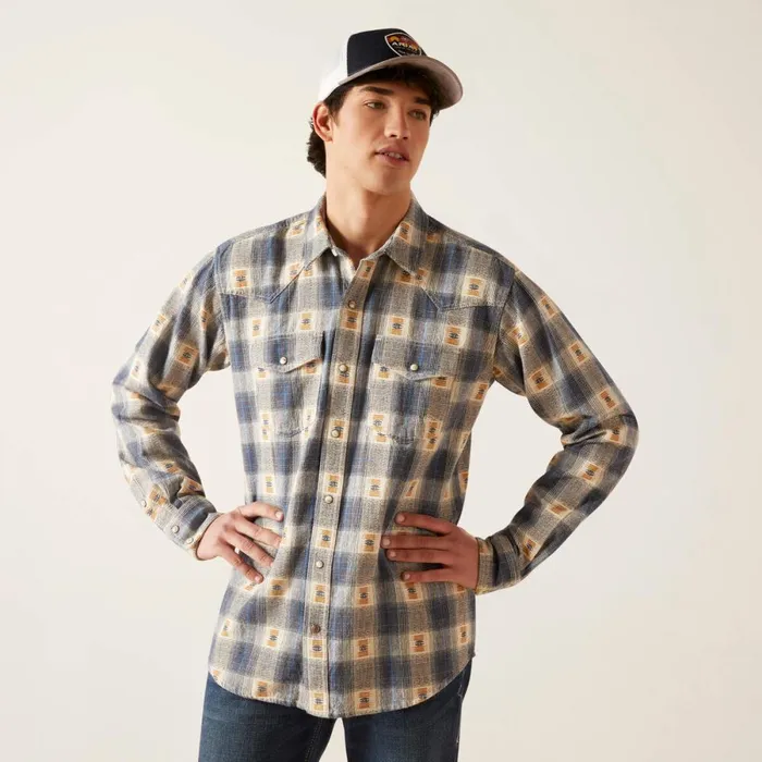 Hiro Retro Fit Shirt Vaporous Gray Men Ariat Button Down Shirts