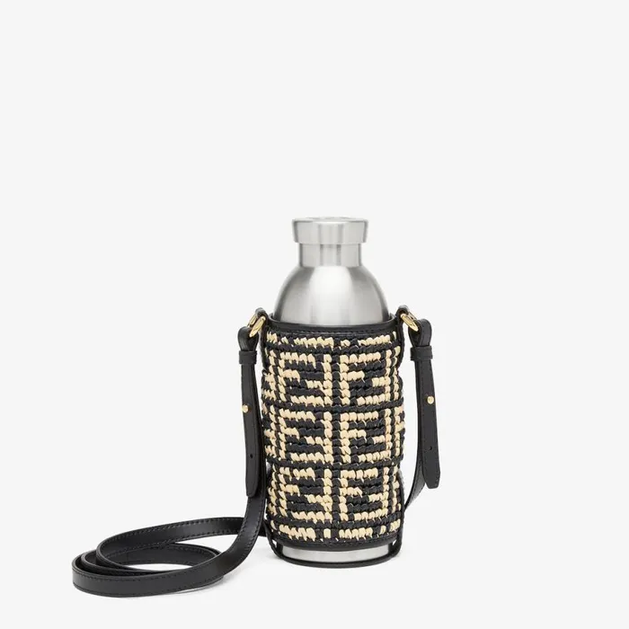 Home Dcor and LifestyleWoman Beige Raffia Flask Holder Beige Fendi Tech And Lifestyle Accessories