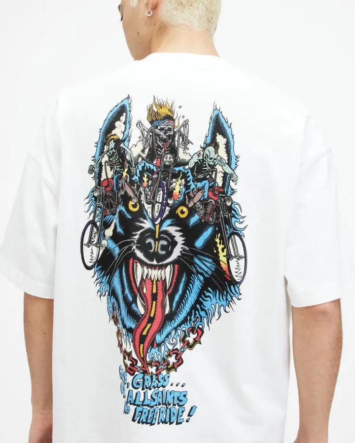 Howl Rider Oversized Printed TShirt Optic White Men AllSaints TShirts