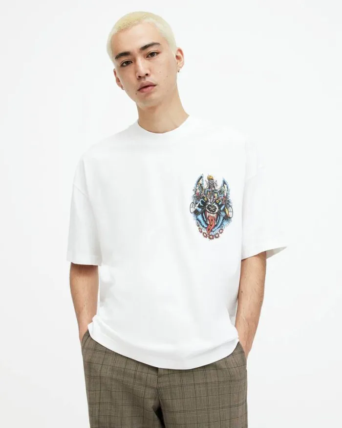 Howl Rider Oversized Printed TShirt Optic White Men AllSaints TShirts