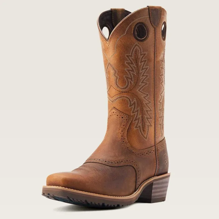 Hybrid Roughstock Square Toe Cowboy Boot Sorrel Crunch Men Ariat Western Boots