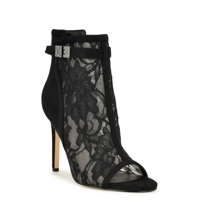 Ididit Mesh Peep Toe Booties Black Lace Women Nine West Boots and Booties Ididit Mesh Peep Toe Booties Black Lace Women Nine West Boots and Booties