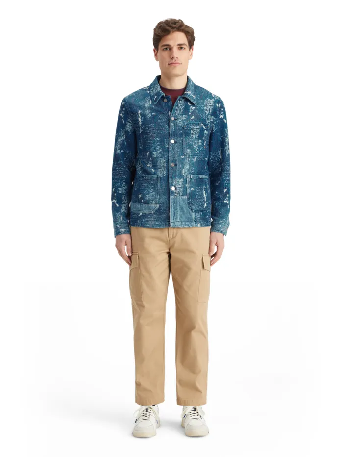 Indigo Jacquard Denim Workwear Jacket With Wash Effects Denim Jacquard Men Scotch and Soda Jackets and Coats Indigo Jacquard Denim Workwear Jacket With Wash Effects Denim Jacquard Men Scotch and Soda Jackets and Coats