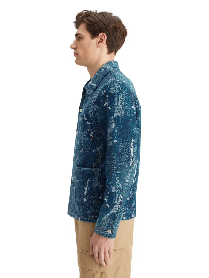 Indigo Jacquard Denim Workwear Jacket With Wash Effects Denim Jacquard Men Scotch and Soda Jackets and Coats Indigo Jacquard Denim Workwear Jacket With Wash Effects Denim Jacquard Men Scotch and Soda Jackets and Coats