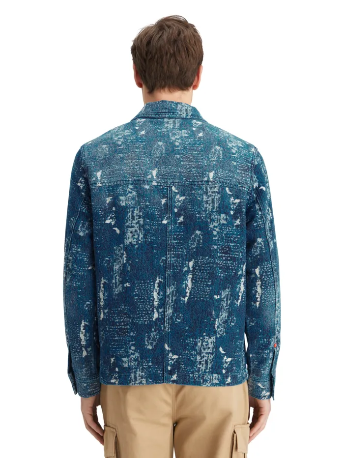 Indigo Jacquard Denim Workwear Jacket With Wash Effects Denim Jacquard Men Scotch and Soda Jackets and Coats Indigo Jacquard Denim Workwear Jacket With Wash Effects Denim Jacquard Men Scotch and Soda Jackets and Coats