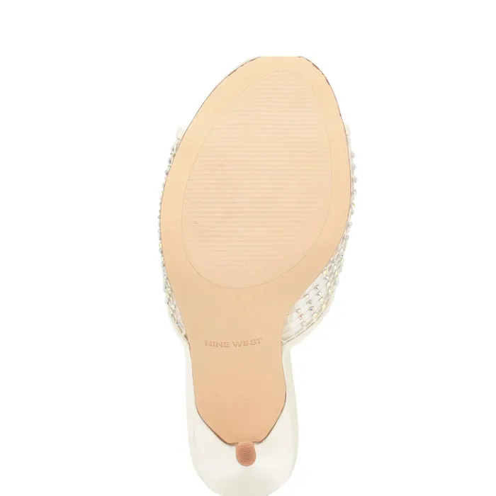 Iriep Heeled Slide Sandals Ivory Mesh Women Nine West High Heels Iriep Heeled Slide Sandals Ivory Mesh Women Nine West High Heels