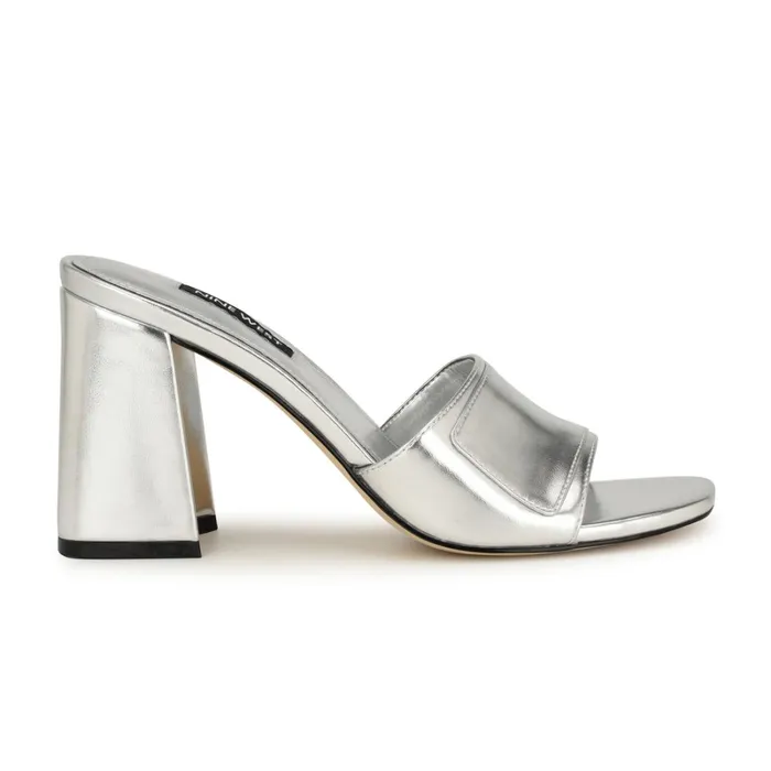 Iriss Slide Sandals Silver Women Nine West Dress