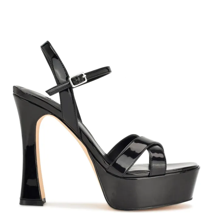 Iriv Platform Sandals Black Patent Women Nine West High Heels