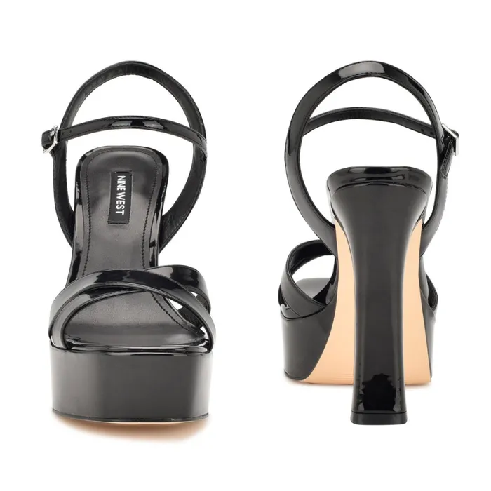 Iriv Platform Sandals Black Patent Women Nine West High Heels Iriv Platform Sandals Black Patent Women Nine West High Heels