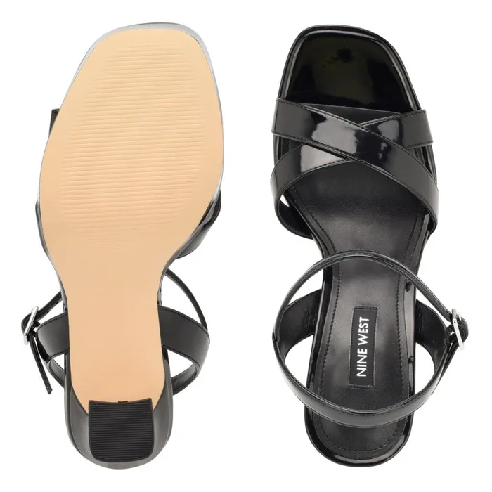 Iriv Platform Sandals Black Patent Women Nine West High Heels Iriv Platform Sandals Black Patent Women Nine West High Heels