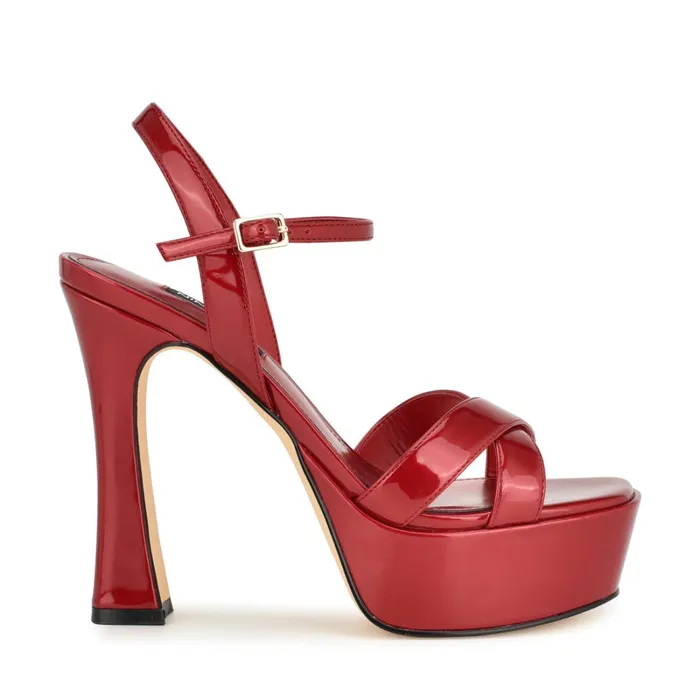 Iriv Platform Sandals Red Patent Women Nine West Dress