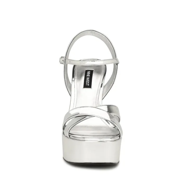 Iriv Platform Sandals Silver Women Nine West Heeled Iriv Platform Sandals Silver Women Nine West Heeled