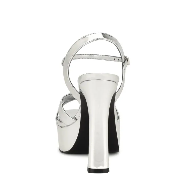 Iriv Platform Sandals Silver Women Nine West Heeled Iriv Platform Sandals Silver Women Nine West Heeled
