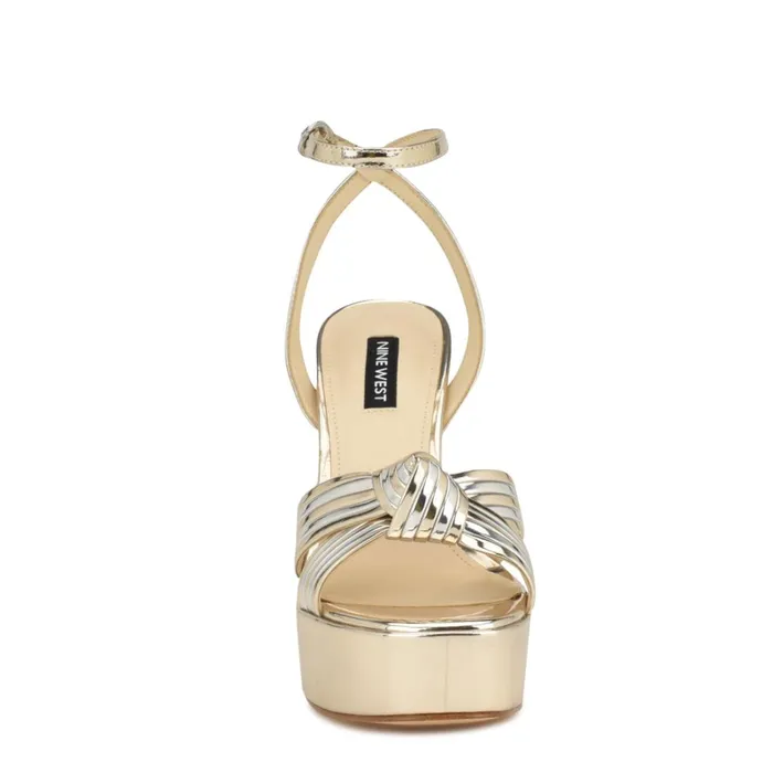 Irna Platform Ankle Strap Knotted Sandals Platino Women Nine West High Heels Irna Platform Ankle Strap Knotted Sandals Platino Women Nine West High Heels