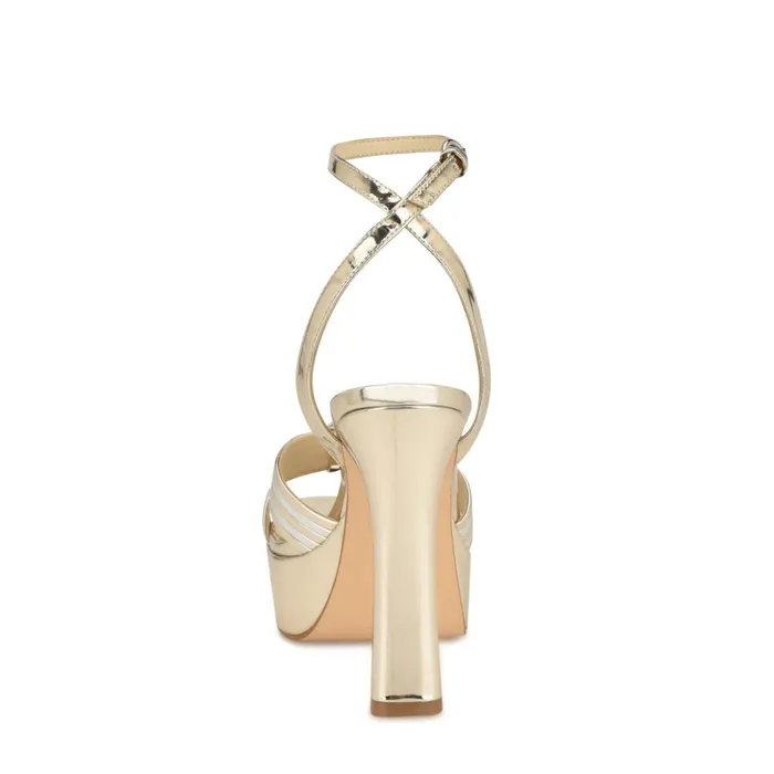 Irna Platform Ankle Strap Knotted Sandals Platino Women Nine West High Heels Irna Platform Ankle Strap Knotted Sandals Platino Women Nine West High Heels