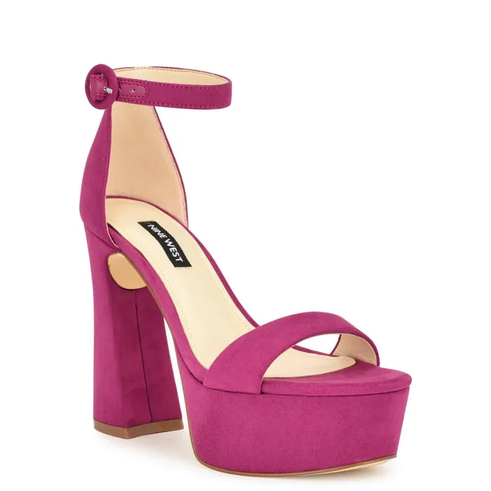 Ivana Ankle Strap Sandals Pink Suede Women Nine West Sandals Ivana Ankle Strap Sandals Pink Suede Women Nine West Sandals