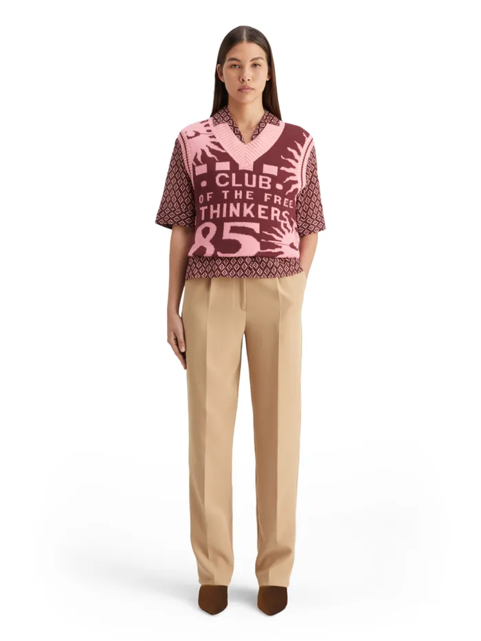 Jacquard Knitted Spencer Bordeaux Women Scotch and Soda Knitwear
