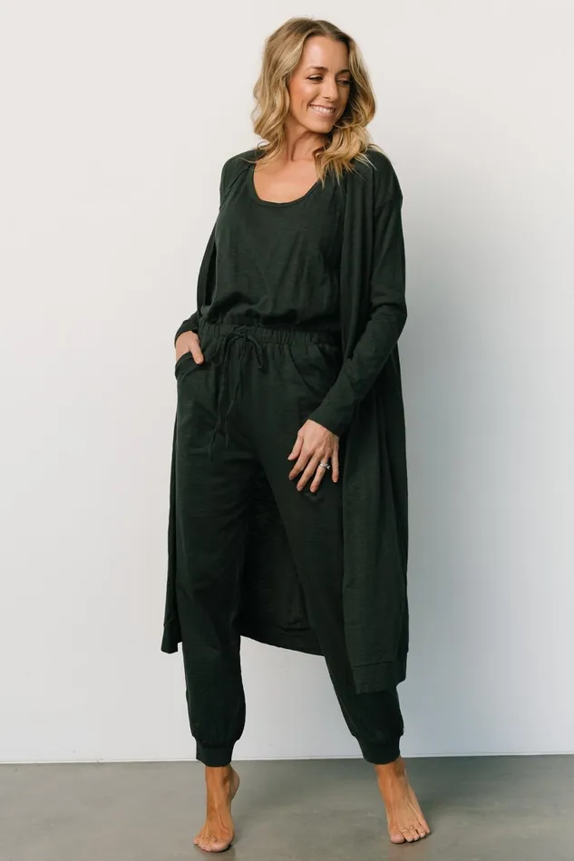 Janae Jumpsuit Cardigan Set Dark Green Women Baltic Born Cardigans