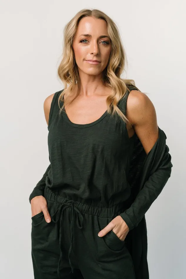 Janae Jumpsuit Cardigan Set Dark Green Women Baltic Born Cardigans
