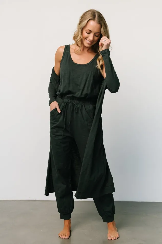 Janae Jumpsuit Cardigan Set Dark Green Women Baltic Born Cardigans