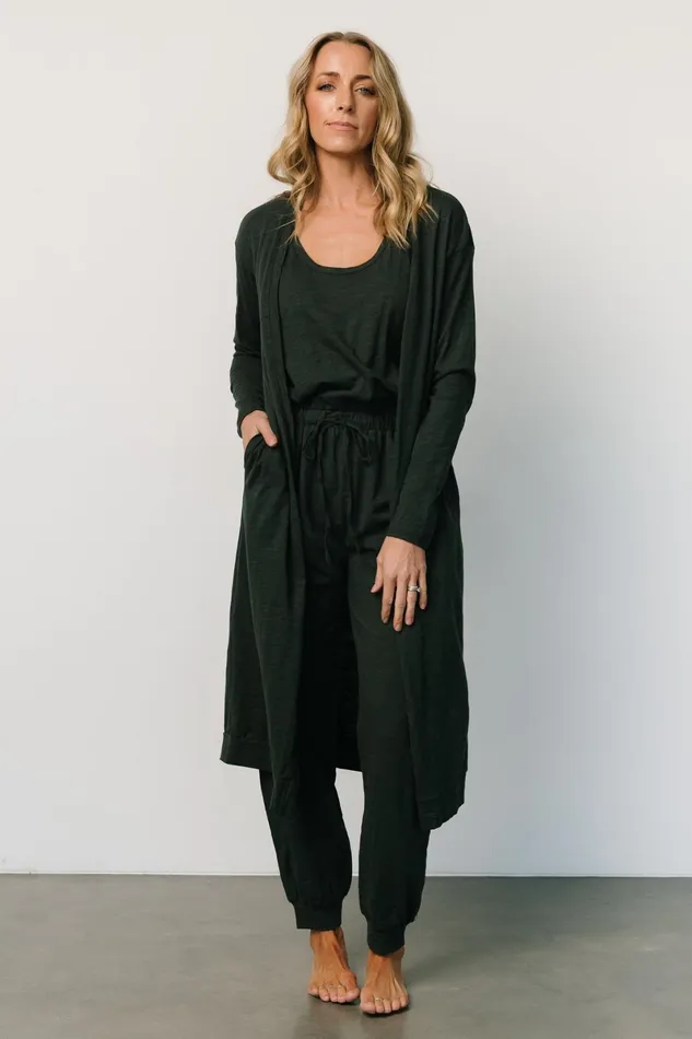 Janae Jumpsuit Cardigan Set Dark Green Women Baltic Born Cardigans