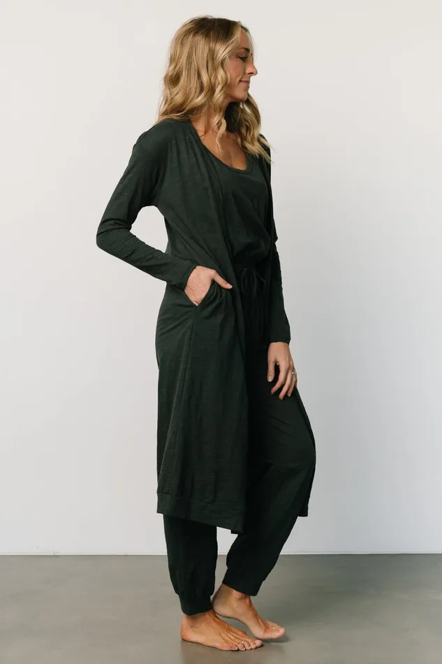 Janae Jumpsuit Cardigan Set Dark Green Women Baltic Born Cardigans