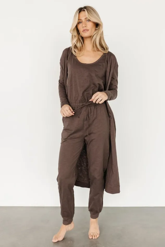Janae Jumpsuit Cardigan Set Mocha Women Baltic Born Cardigans