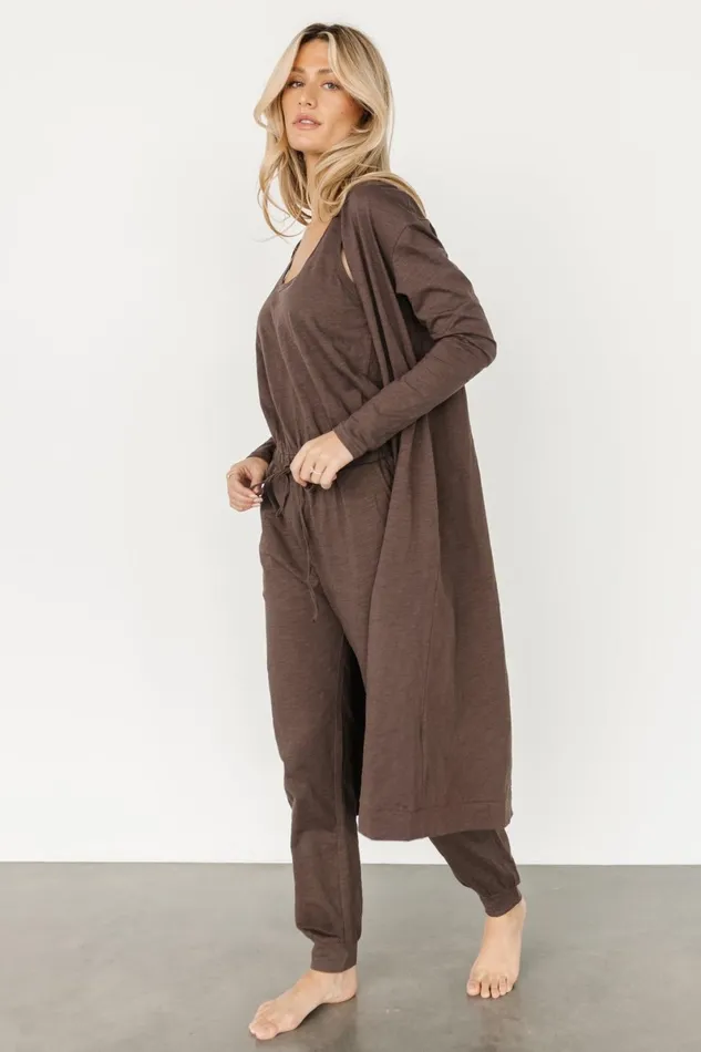 Janae Jumpsuit Cardigan Set Mocha Women Baltic Born Cardigans