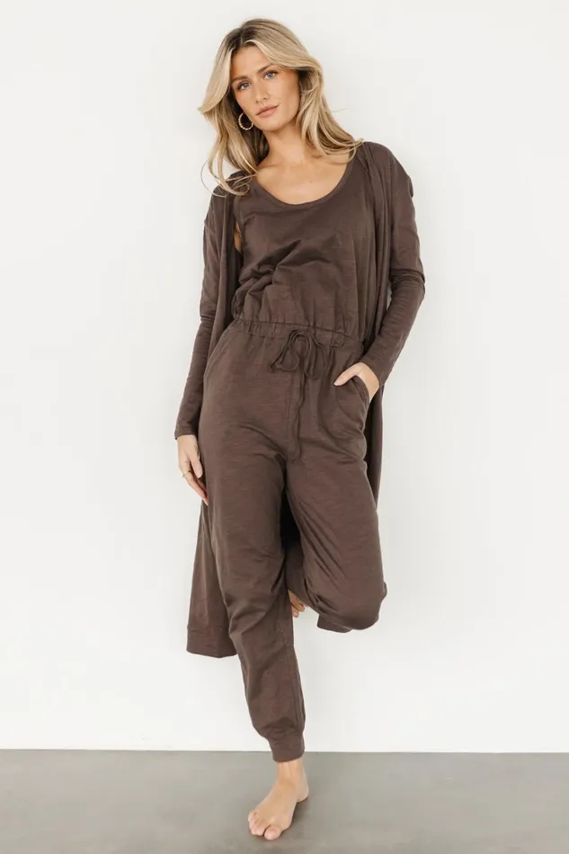 Janae Jumpsuit Cardigan Set Mocha Women Baltic Born Cardigans