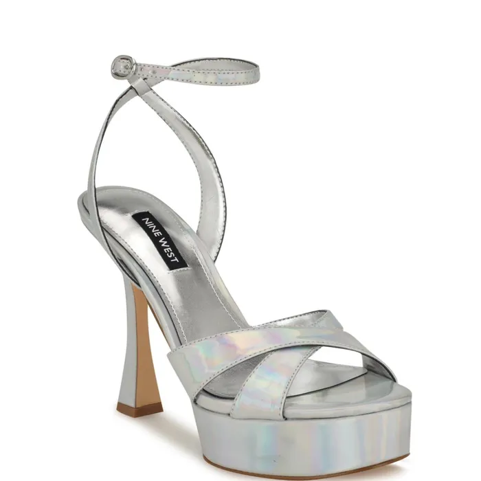 Jessie Platform Ankle Strap Sandals Silver Women Nine West Platforms Jessie Platform Ankle Strap Sandals Silver Women Nine West Platforms