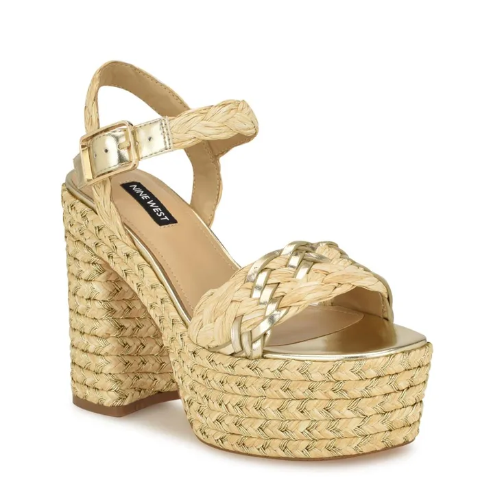 Jolane Espadrille Platform Sandals Medium Natural Women Nine West High Heels Jolane Espadrille Platform Sandals Medium Natural Women Nine West High Heels