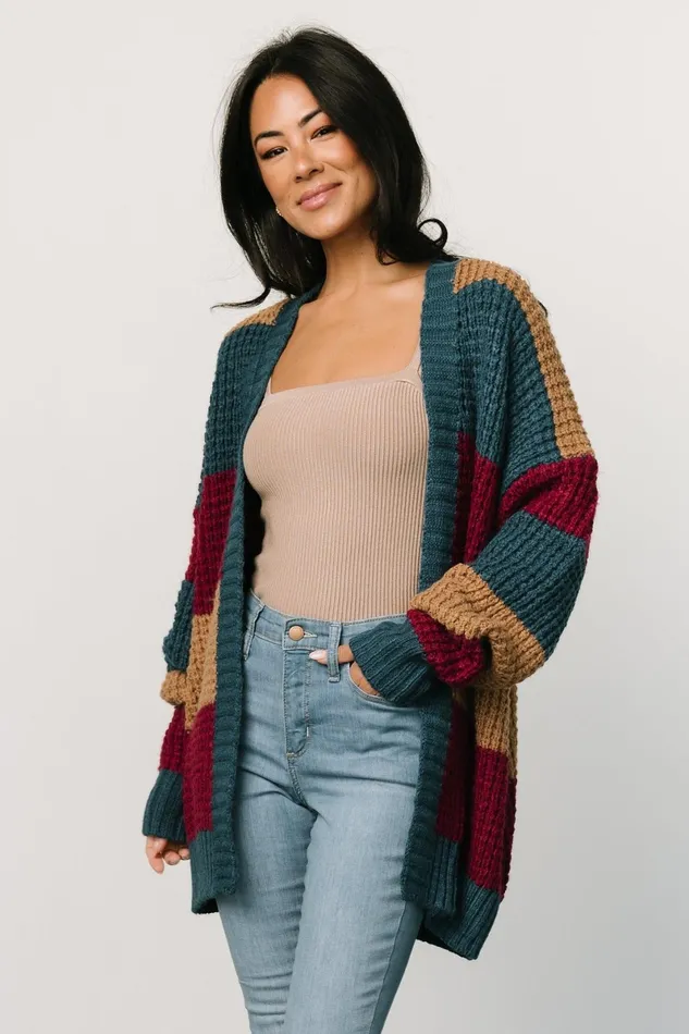 Jonah Chunky Knit Cardigan Deep Topaz Multi Women Baltic Born Cardigans Jonah Chunky Knit Cardigan Deep Topaz Multi Women Baltic Born Cardigans