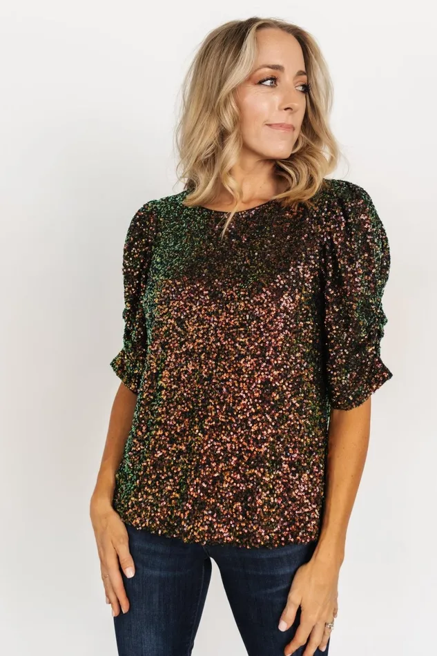 Joplin Sequin Top Black Multi Women Baltic Born Blouses Shirts