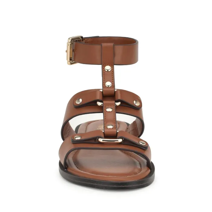 Jouise Ankle Strap Flat Sandals Brown Women Nine West Flats Jouise Ankle Strap Flat Sandals Brown Women Nine West Flats