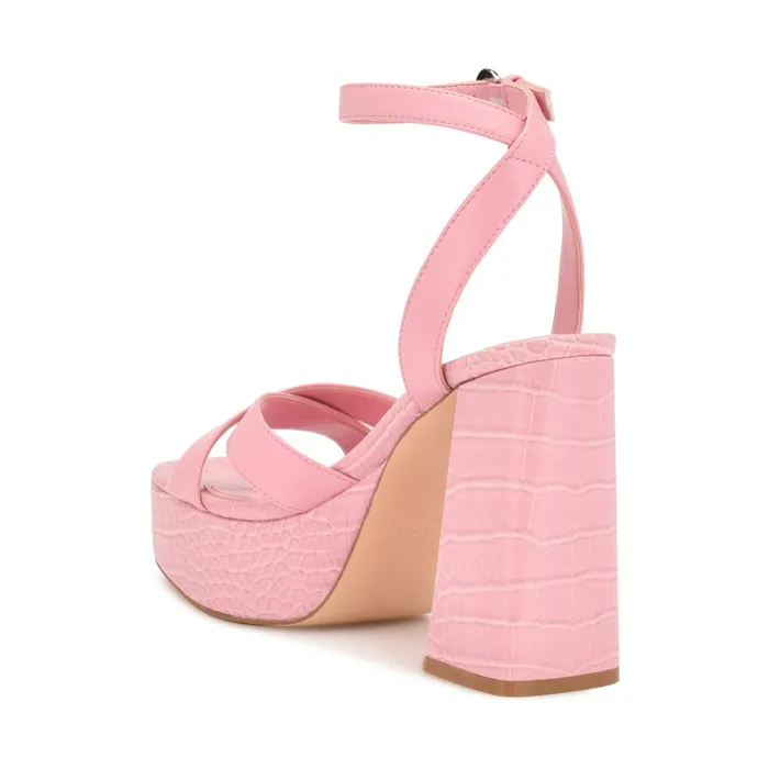 Joya Platform Sandals Pink Croco Women Nine West Platforms Joya Platform Sandals Pink Croco Women Nine West Platforms
